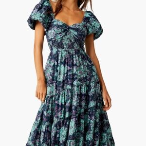 NWOT FREE PEOPLE Sundrenched Floral Tiered Maxi